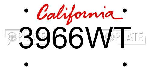3966WT California License Plate