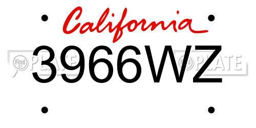 3966WZ California License Plate