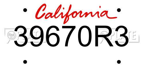 39670R3 California License Plate