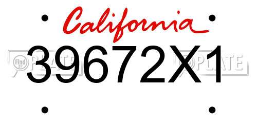 39672X1 California License Plate