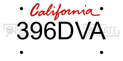 396DVA California License Plate