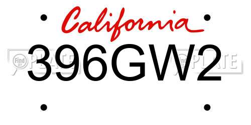 396GW2 California License Plate