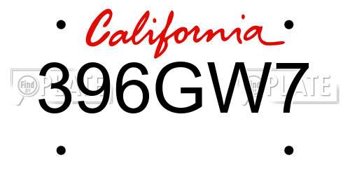 396GW7 California License Plate