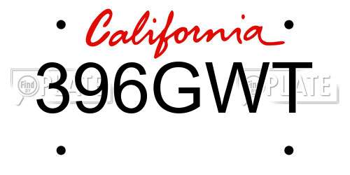 396GWT California License Plate