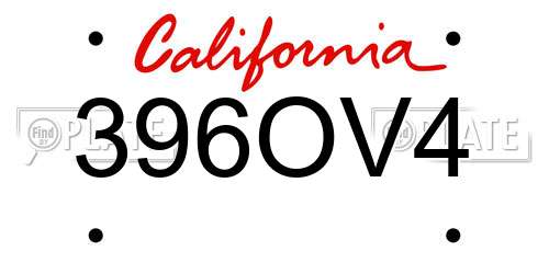 396OV4 California License Plate