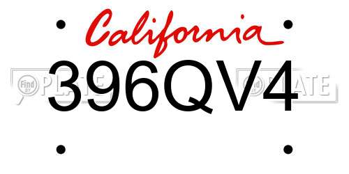 396QV4 California License Plate