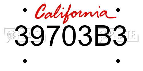 39703B3 California License Plate