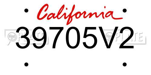 39705V2 California License Plate