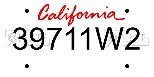 39711W2 California License Plate