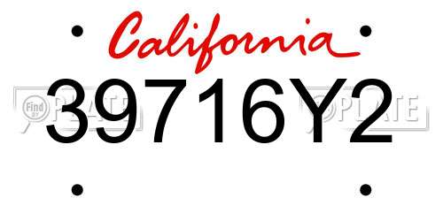 39716Y2 California License Plate