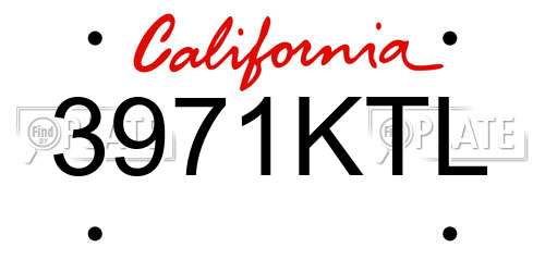3971KTL California License Plate