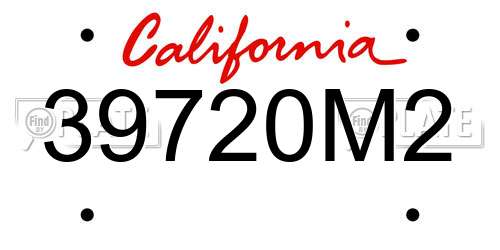 39720M2 California License Plate