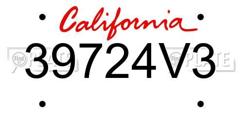 39724V3 California License Plate