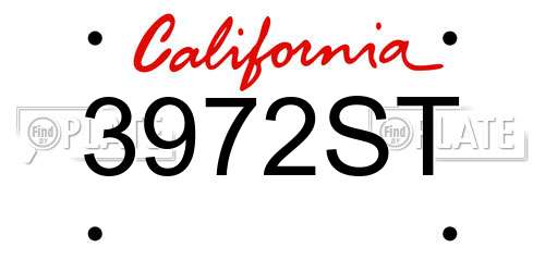 3972ST California License Plate