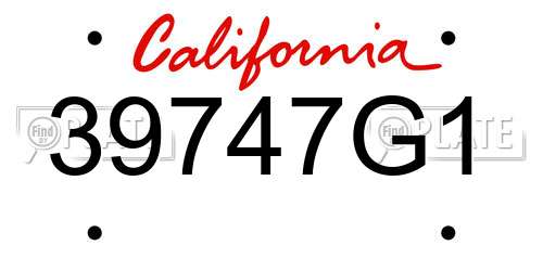 39747G1 California License Plate