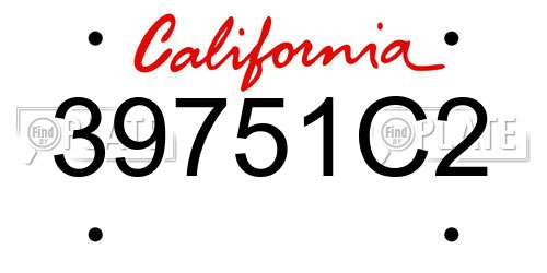 39751C2 California License Plate