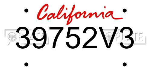 39752V3 California License Plate