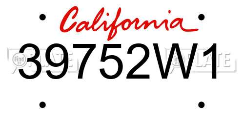 39752W1 California License Plate