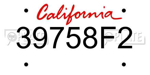 39758F2 California License Plate