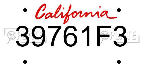 39761F3 California License Plate