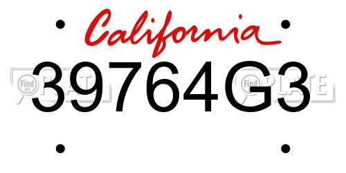 39764G3 California License Plate