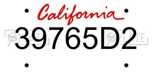 39765D2 California License Plate