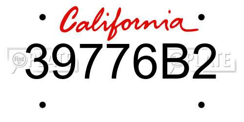 39776B2 California License Plate