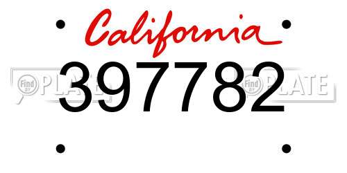 397782 California License Plate