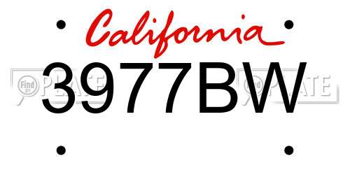 3977BW California License Plate