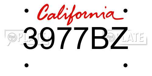 3977BZ California License Plate
