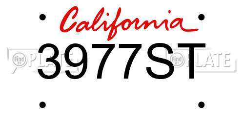 3977ST California License Plate