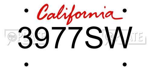 3977SW California License Plate