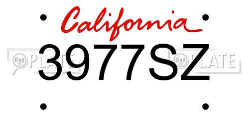 3977SZ California License Plate