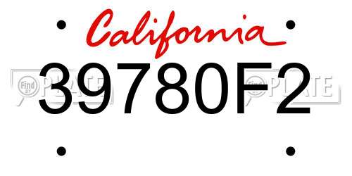 39780F2 California License Plate