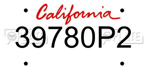 39780P2 California License Plate