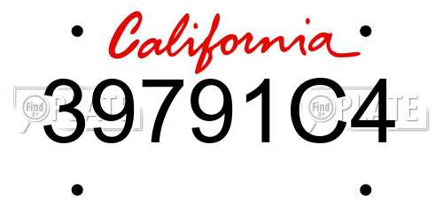 39791C4 California License Plate