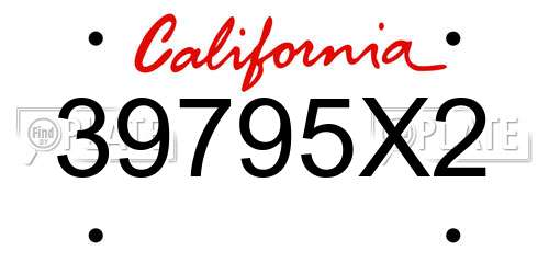 39795X2 California License Plate