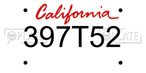 397T52 California License Plate