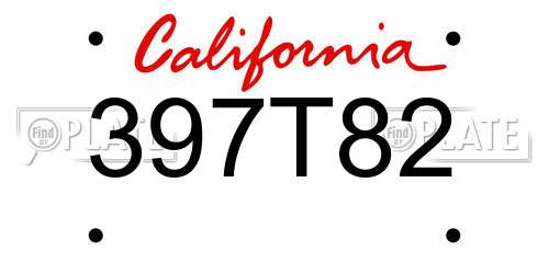 397T82 California License Plate