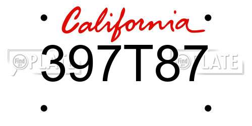 397T87 California License Plate