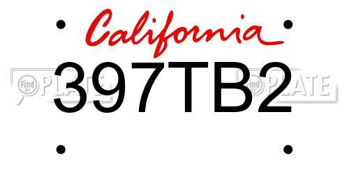 397TB2 California License Plate