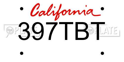397TBT California License Plate