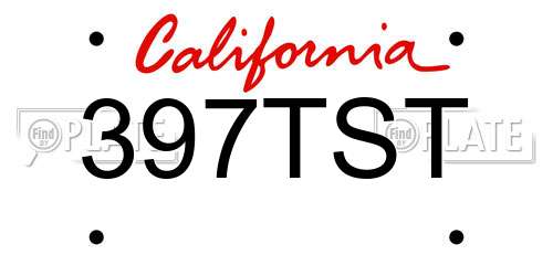 397TST California License Plate