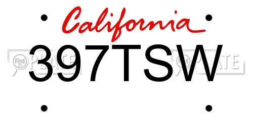 397TSW California License Plate