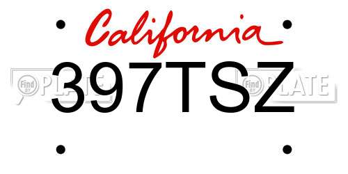 397TSZ California License Plate