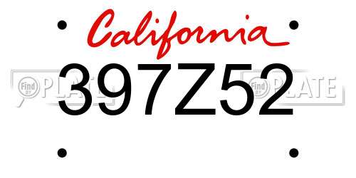 397Z52 California License Plate