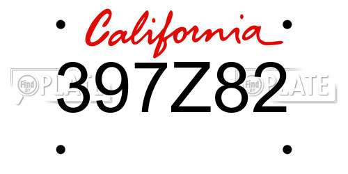 397Z82 California License Plate