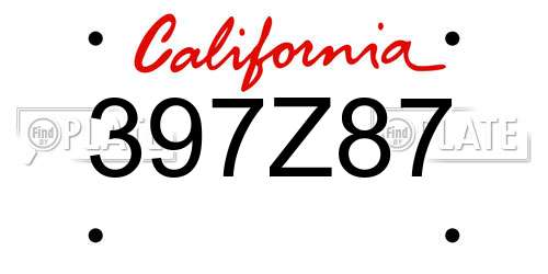 397Z87 California License Plate
