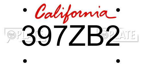 397ZB2 California License Plate