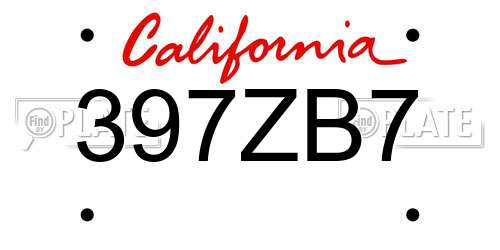 397ZB7 California License Plate